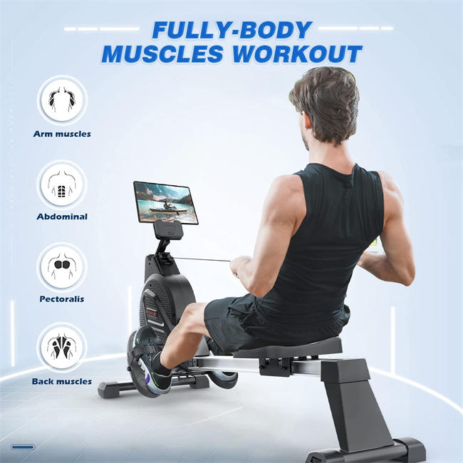Magnetic Rowing Machine for Home Use Rower for Home Gym & Cardio Training with Aluminum Track, 16 Adjustable Resistance Levels & Smart LCD Monitor