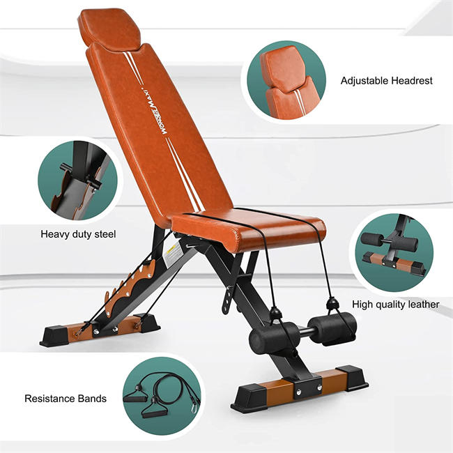 Adjustable Weight Bench Foldable Multi-Purpose Strength Training Benches Full Body Workout Bench for Home Gym - New Version