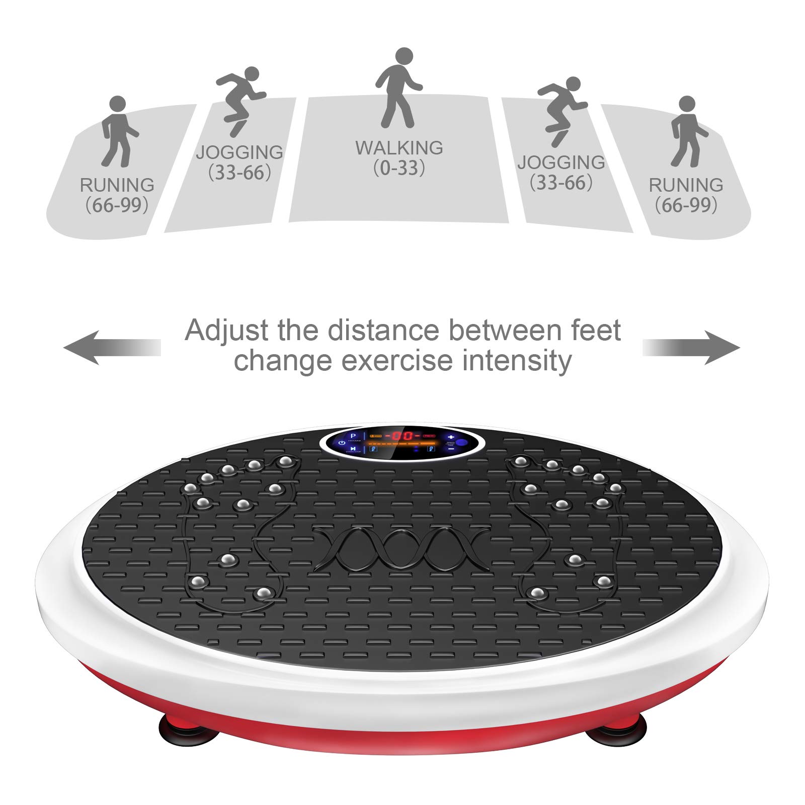 Real Relax Vibration Plate Exercise Machine Whole Body Workout for Home Strenuous Exercise for Weight Loss & Toning with Resistance Band, Remote Control and Support 330Ibs, Red & White