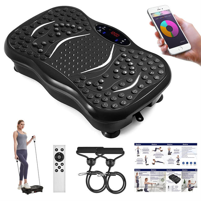 Vibration Plate Exercise Machine - Whole Body Workout Machine ，Fitness Vibration Platform Machine for Weight Loss & Foots Massage with Loop Bands + Bluetooth + Remote, 99 Levels
