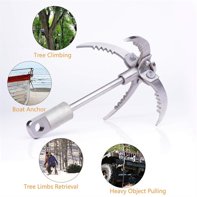 Berufexp Folding Grappling Hook with Carabiner Survival Gear and Equipment for Tree Climbing Gear Hunting Gear for Dragging Tactical Gear Grapple Hook for Tree Limbs Pulling Hiking Gear Camping Gear